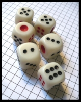 Dice : Dice - 6D Pipped - Eastern White With Black Pips Fat Red 1